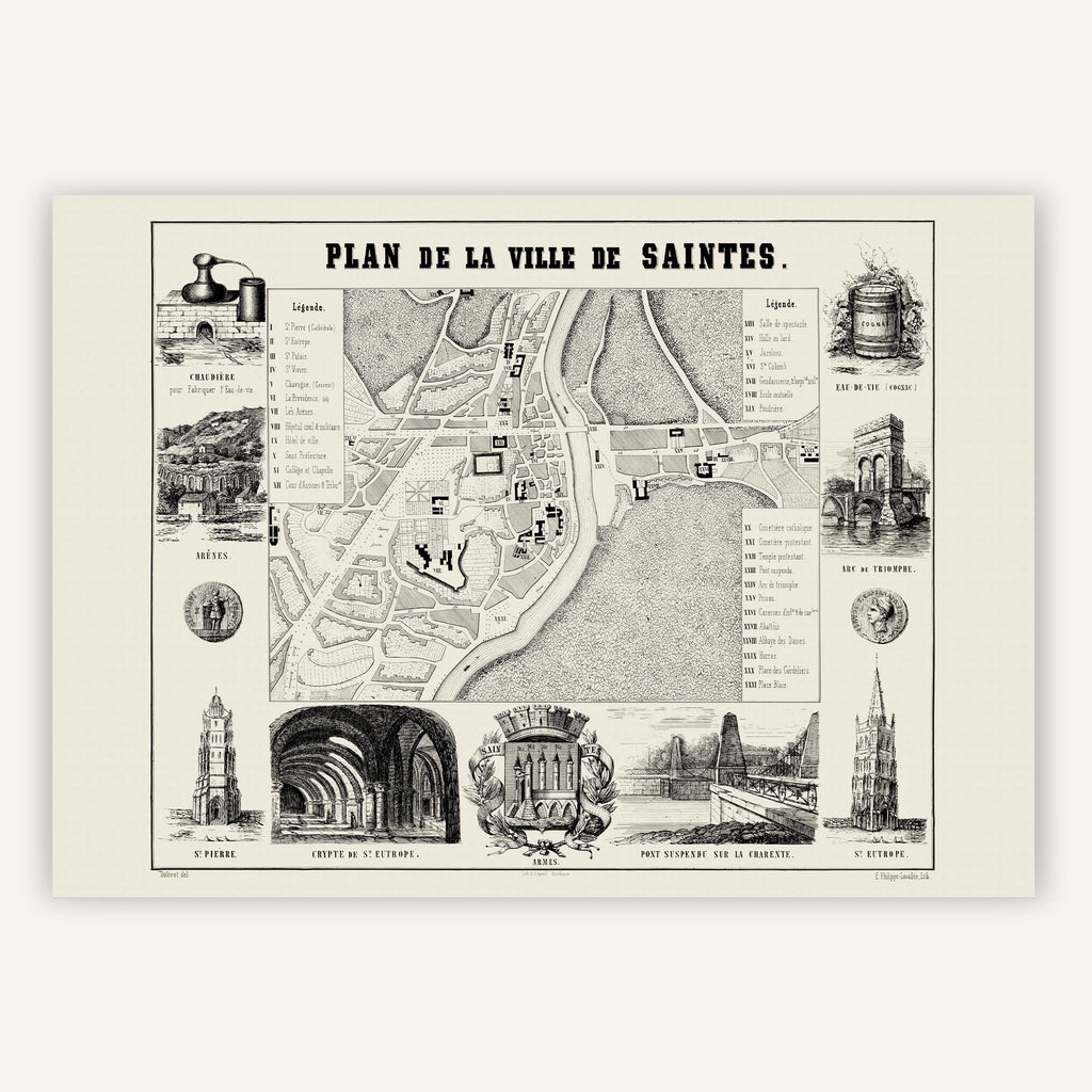 Affiche vintage Saintes 1850 - Cartopolo
