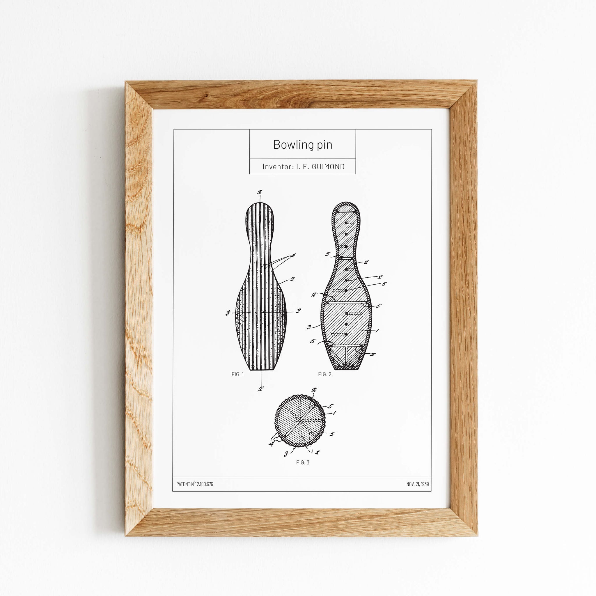 Poster Mural De Brevet Bowling Patent Earth - Vintage, Reproduction, Format Toile Ou Encadré