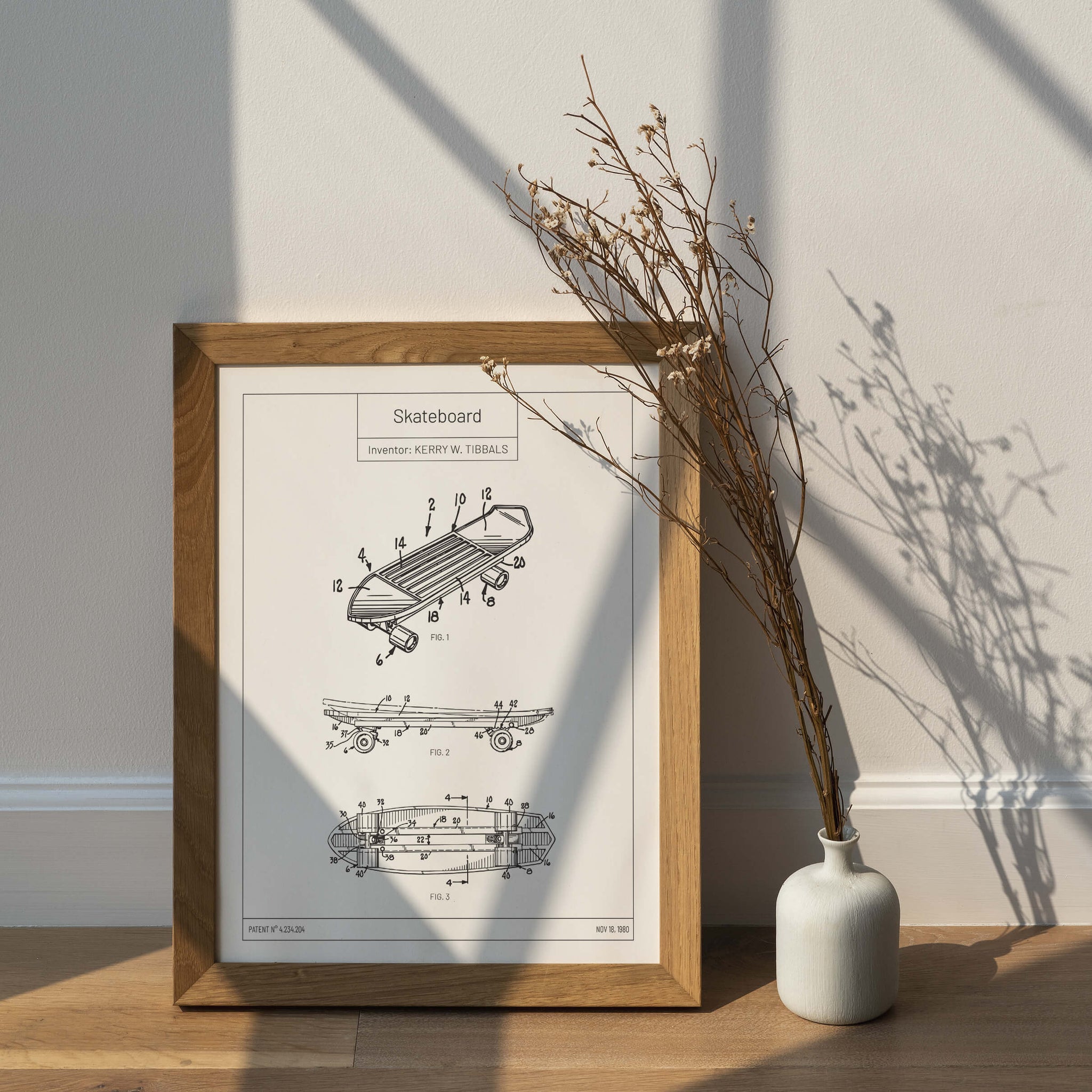 Imprimé Ancien De Brevet De Baseball Sous Cadre Bois Noir Biseauté – Décoration Murale