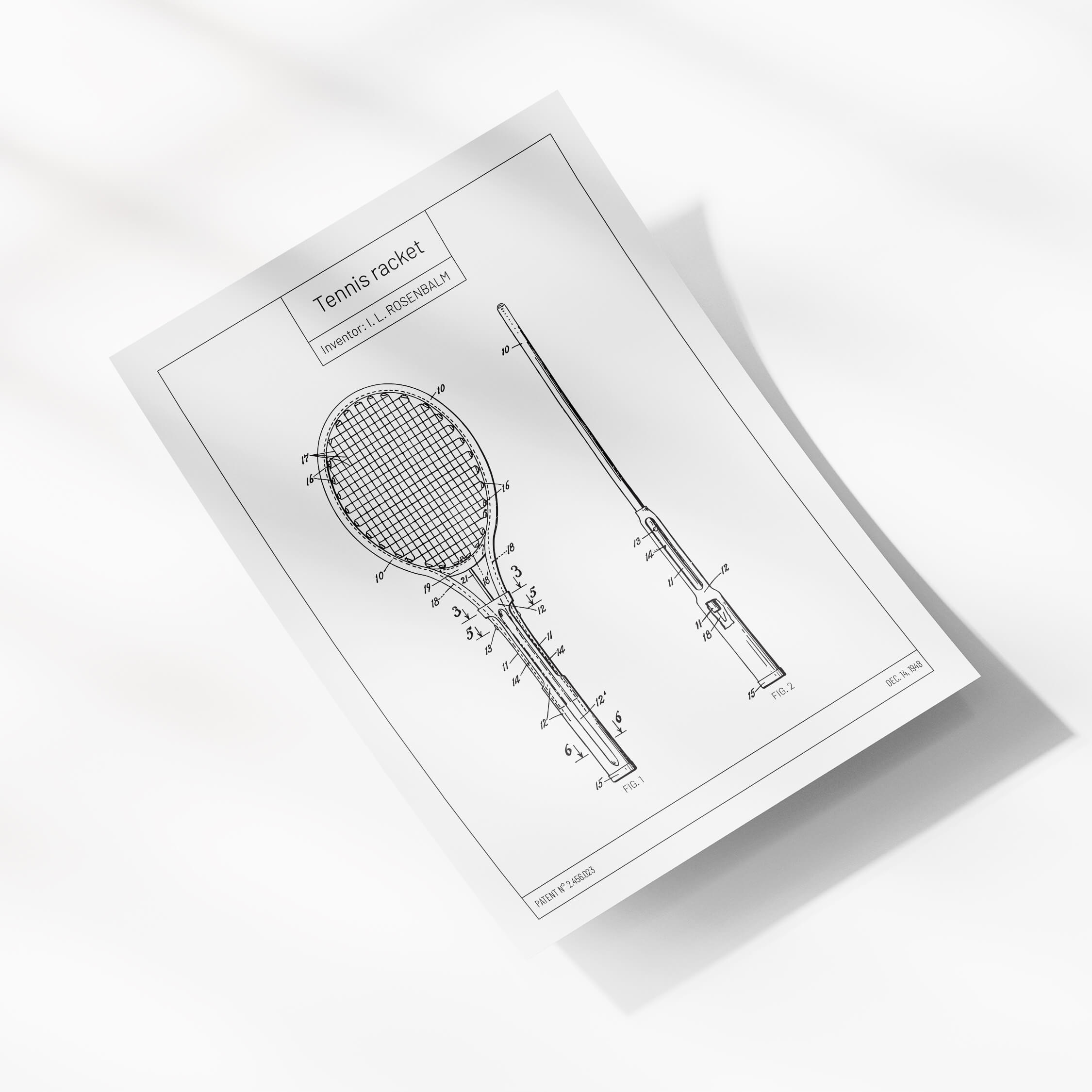 Achat Affiche brevet Raquette de Tennis en gros Achat Affiche brevet Raquette de Tennis en gros